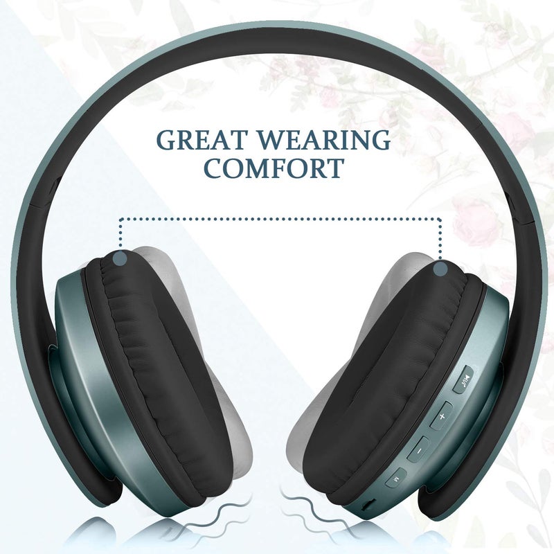 TUINYO Wireless Headphones Over Ear, Bluetooth Headphones with Microphone, Foldable Stereo Wireless Headset- Silver Blue - Image 3